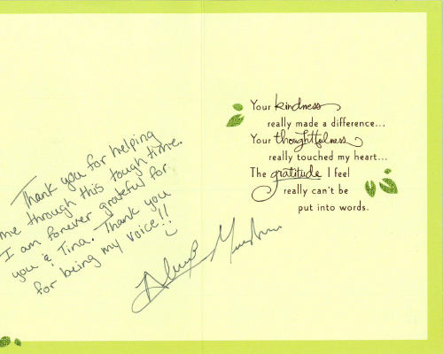 Thank you card for a client of the firm.